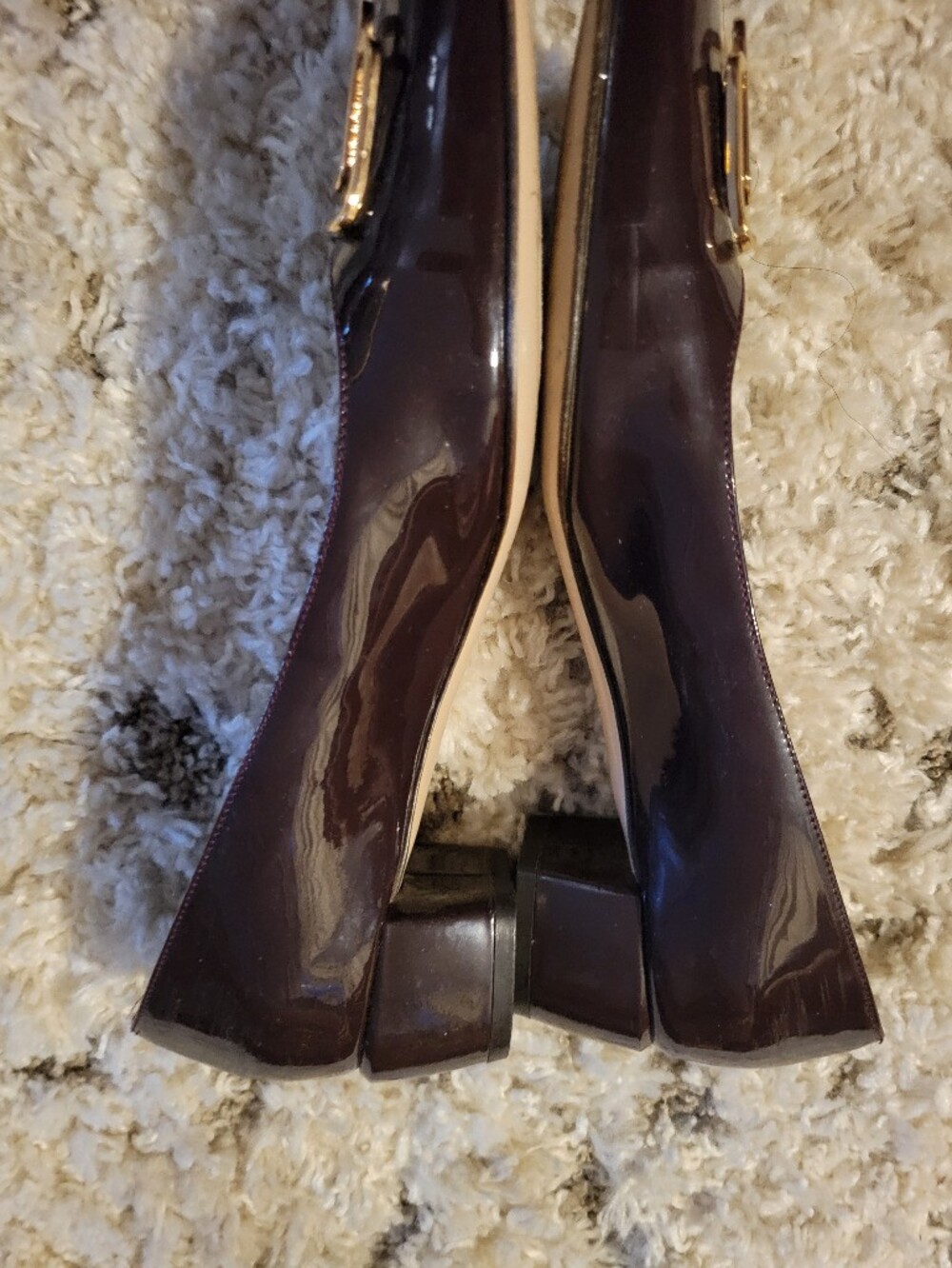 Salvatore Ferragamo Dark Brown Patent Leather Flats with Gold Buckle - Picture 5 of 16